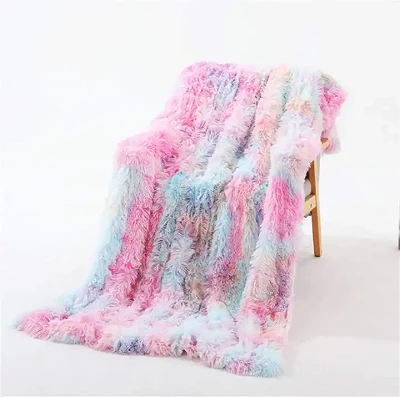 Colorful Faux Fur Blanket Colorful Faux Fur Blanket