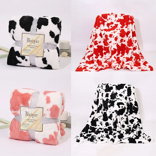 White Black Cow Throw Blanket